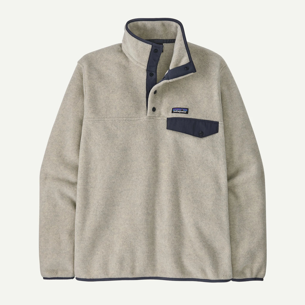Patagonia Men's Lightweight Synchilla® Snap-T® Fleece Pullover - Oatmeal Heather w/ New Navy