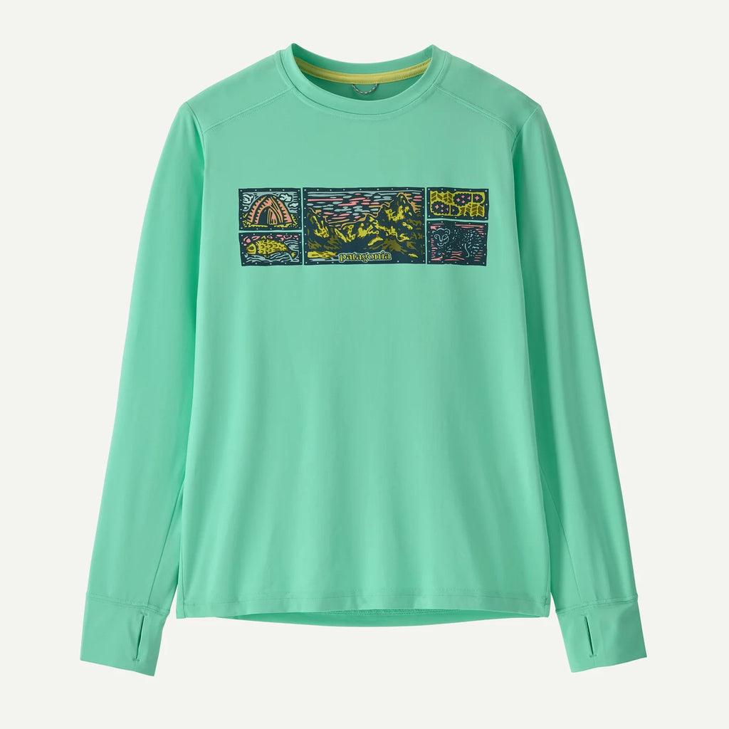 Patagonia Kids' Long-Sleeved Capilene® Silkweight T-Shirt - River Camp: Early Teal