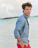 Southern Tide Men's Sandy Beach Chambray Sport Shirt - Blue Chambray