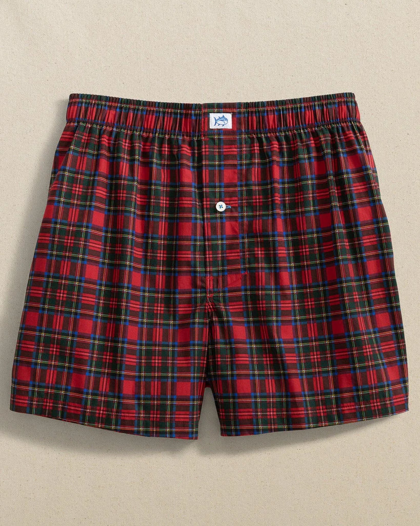 Southern Tide Men's South Carolina Tartan Boxer - Rio Red