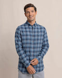 Southern Tide Men's Stillwater Plaid Long Sleeve Sport Shirt - Sea Blue