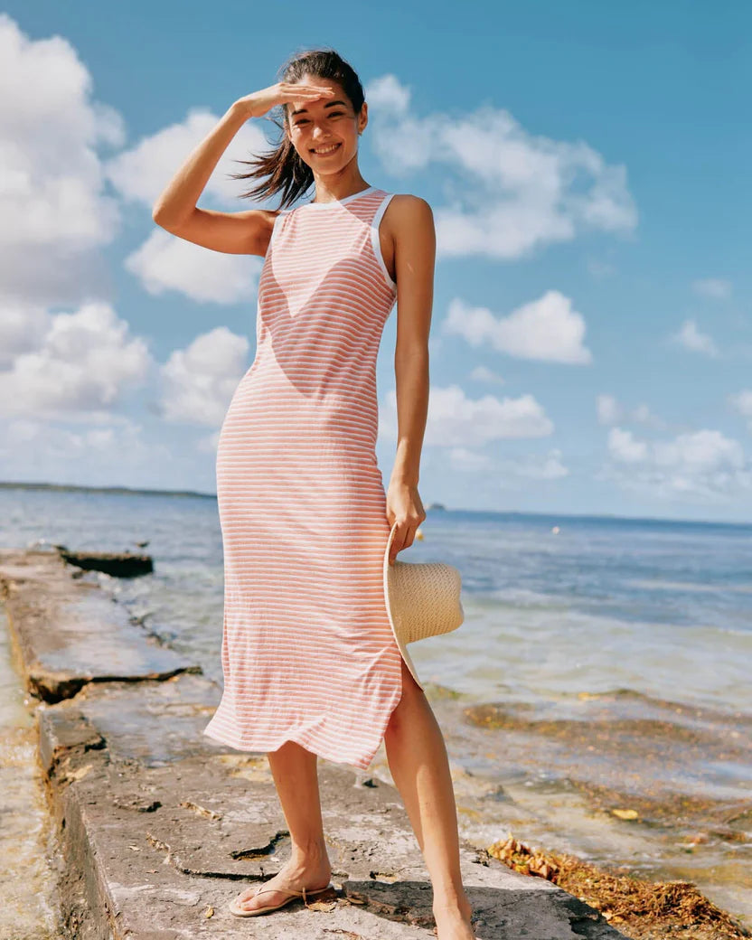 Southern Tide Women's Sun Farer Stripe Midi Dress Pink (Size XS) 100% Cotton Southern Tide Women's Sun Farer Stripe Midi Dress Pink (Size XS) 100% Cotton