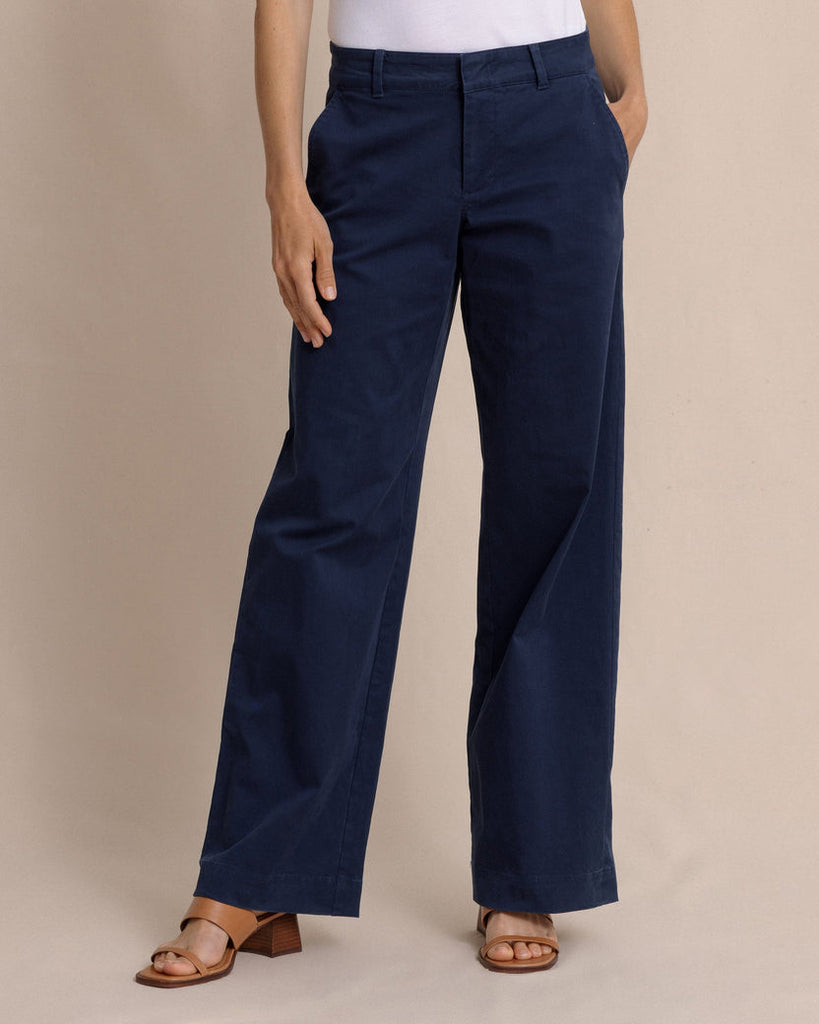 Southern Tide Tori Wide Leg Chino Pant - Dress Blue