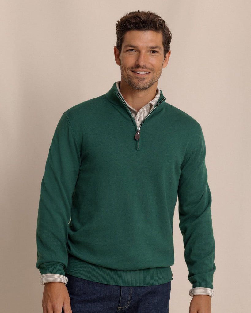 Southern Tide Men's Whitehaven Heather Quarter Zip Sweater - Heather Salt Meadow