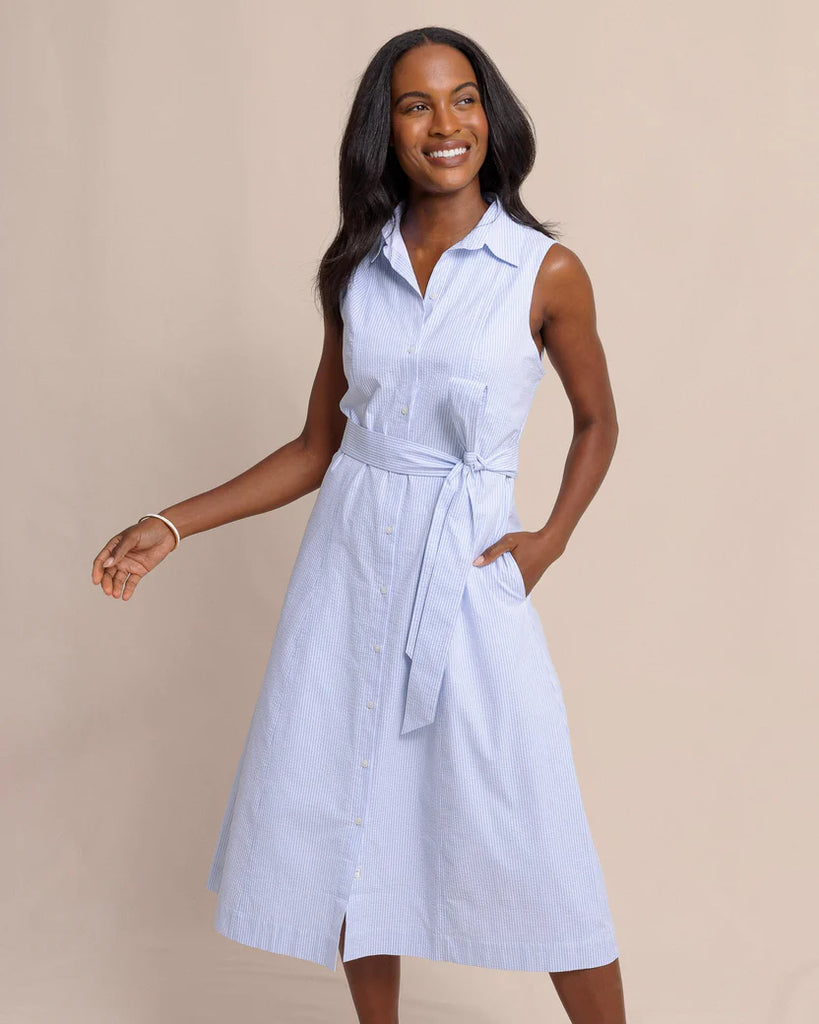 Southern Tide Women's Whitley Seersucker Midi Dress - Ocean Channel
