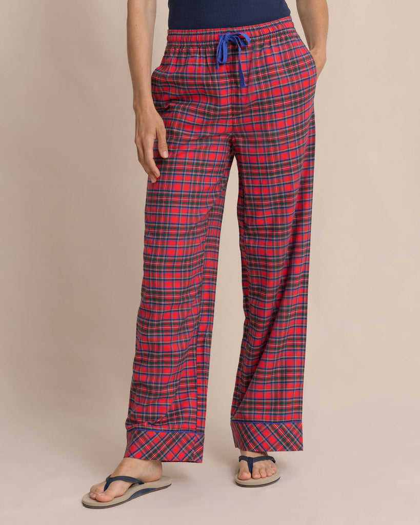 Southern Tide Women's SC Tartan Lounge Pant - Crab Red