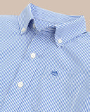 Southern Tide Boy's Bengal Stripe Intercoastal Sport Shirt - Cobalt Blue