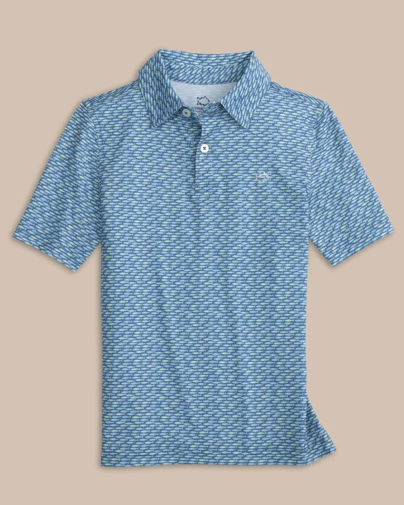 Southern Tide Kids Driver Casual Water Printed Polo - Coronet Blue