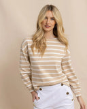 Southern Tide Women's Zayla Striped Top - Irish Cream