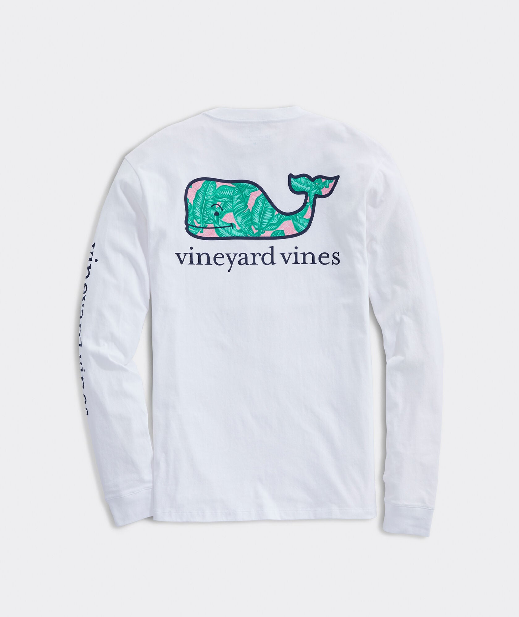 Vineyard Vines Men's Banana Leaf Whale Long-Sleeve Pocket Tee - White Cap