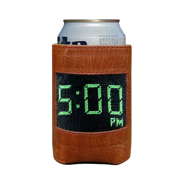 Smathers & Branson Five O'Clock Needlepoint Can Cooler - Black