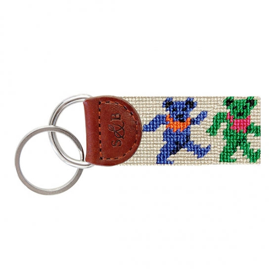 Smathers and Branson Dancing Bears Needlepoint Key Fob - Oatmeal