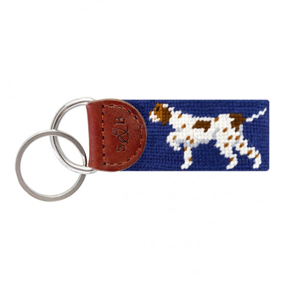 Smathers and Branson Pointer Needlepoint Key Fob - Classic Navy