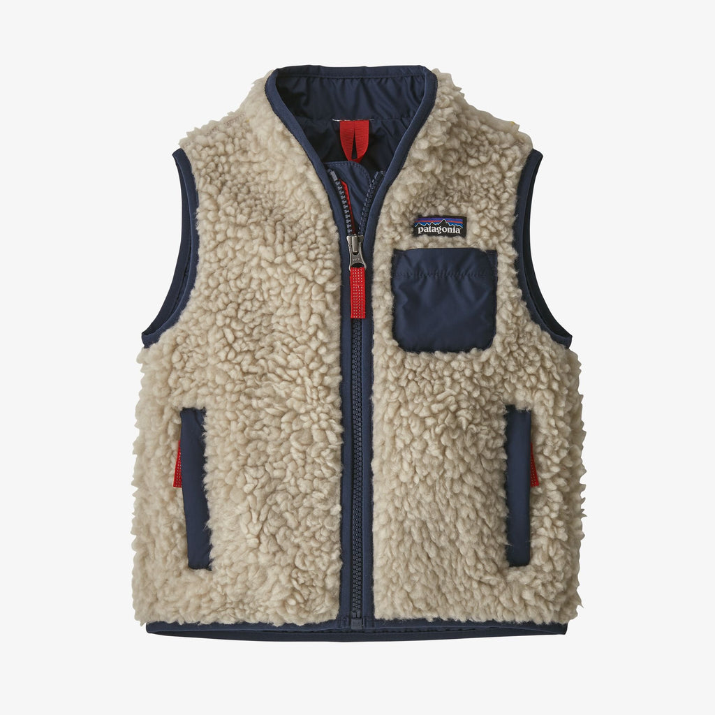 Patagonia Baby Retro-X® Fleece Vest - Natural w/ New Navy