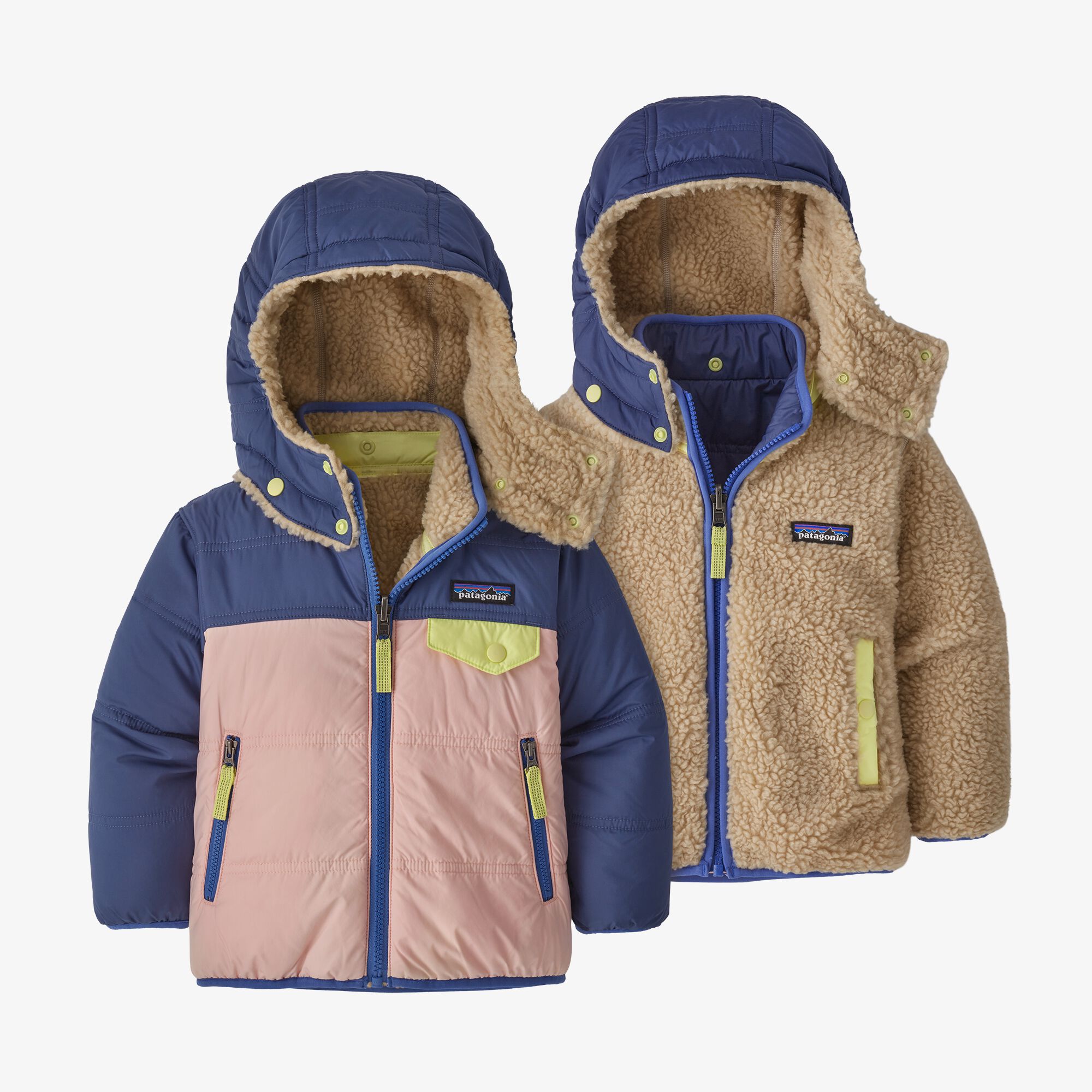 Patagonia Baby Reversible Tribbles Hoody - Seafan Pink w/Current Blue