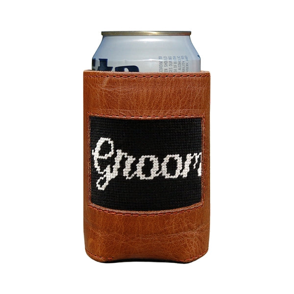 Smathers & Branson Groom Needlepoint Can Cooler - Black