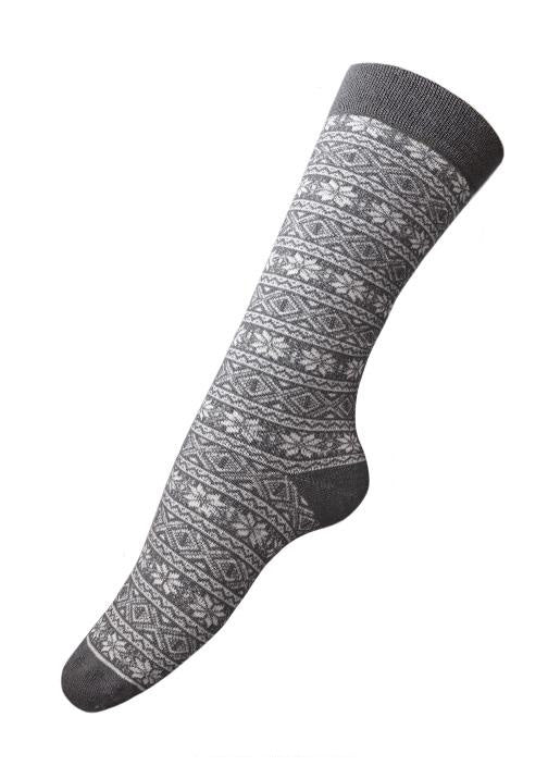 Alpaca Nordic Socks - Grey-Natural