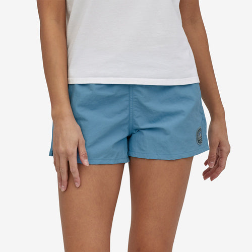 Patagonia Women's Barely Baggies Shorts - 2 1/2 in. Clean Currents Patch: Lago Blue / M
