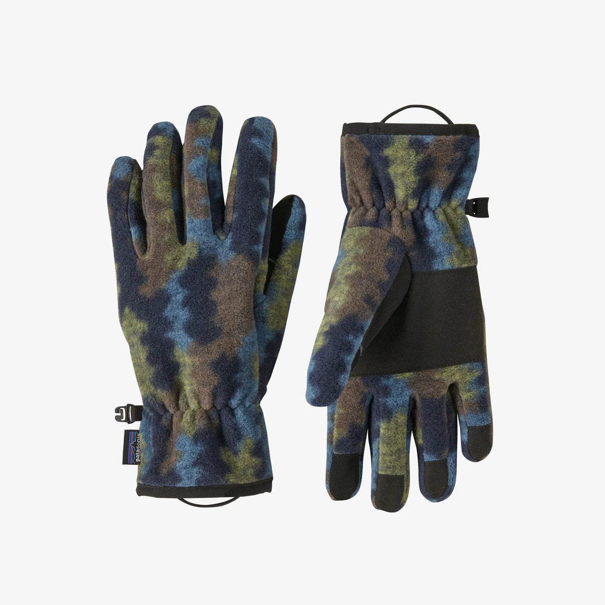Patagonia Synchilla Fleece Gloves Climbing Trees Ikat New Navy