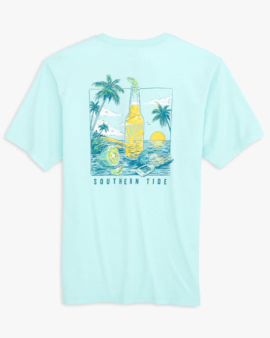 Southern Tide Men's Cerveza Sunset T-Shirt - Wake Blue
