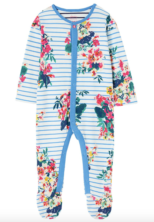 Joules Baby Razamataz Cotton Babygrow – Chatsworth Floral Stripe