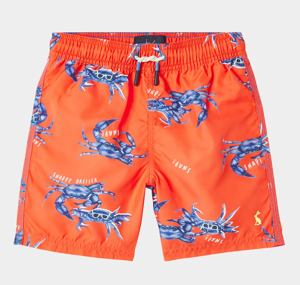 Joules Boys' Ocean Swim Shorts - Orange Crab