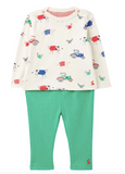 Joules White Farm Curtis Long-Sleeve Top & Waffle Pants Set