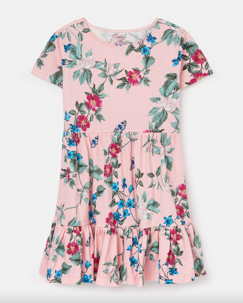 Joules Girls' Evelyn Tiered Jersey Dress - Pink Floral