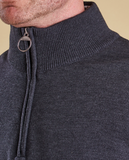 Close up zipper Barbour Gamlin Half Zip Jumper in Charcoal 