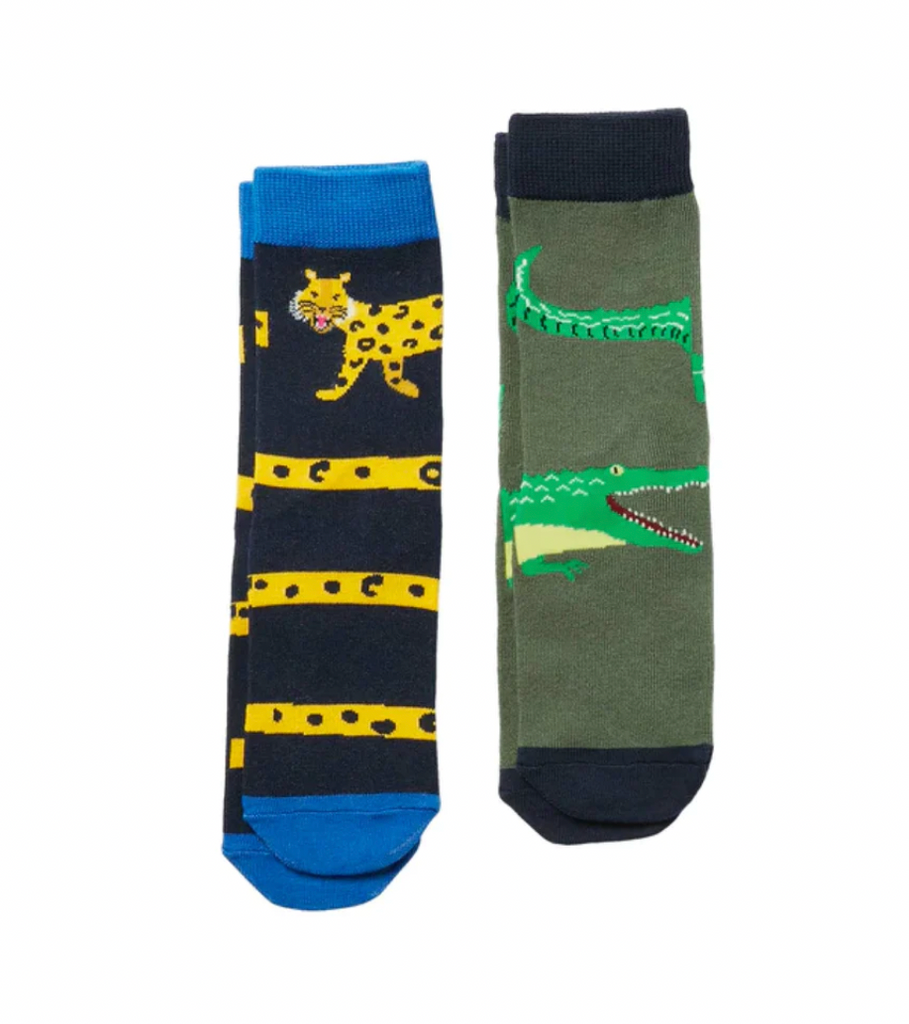 Joules Children's Brilliant Bamboo Socks 2Pk - Leopard & Crocodile