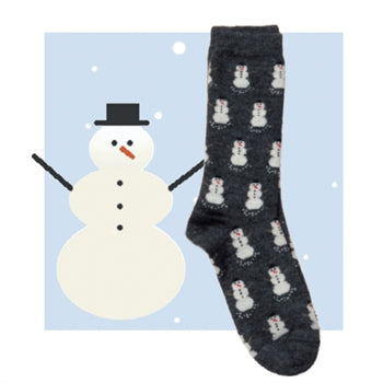 Alpaca Bamboo Blend Snowman Sock - Graphite