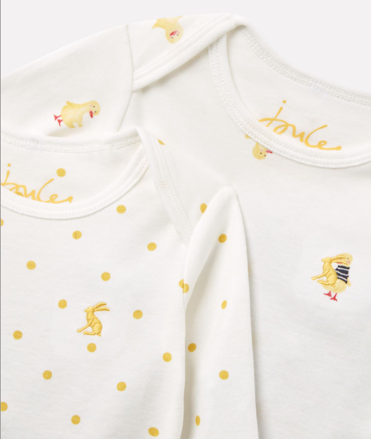 Joules Cotton 2 Pack Printed Bodysuits - Ducklings