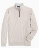 Southern Tide Cruiser Heather Micro Striped Performance Quarter Zip Pullover - Sand Surge