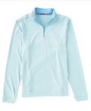 Southern Tide Heather Micro Striped Performance Quarter Zip Pullover - Heather Mist Green