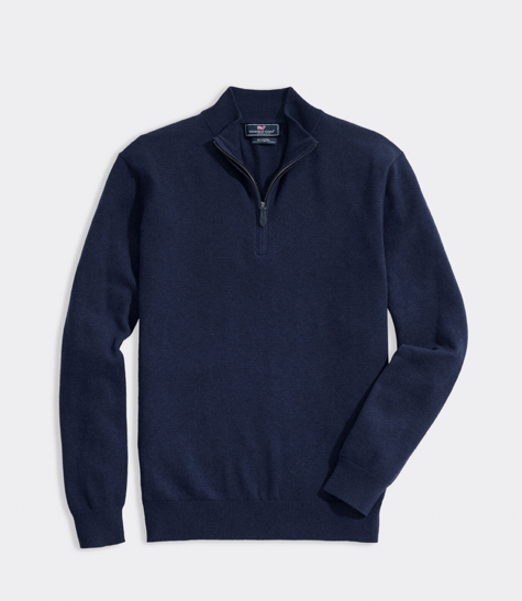 Vineyard Vines Thaxter Cashmere Blend Quarter-Zip - Deep Bay Vineyard Vines Thaxter Cashmere Blend Quarter-Zip - Deep Bay