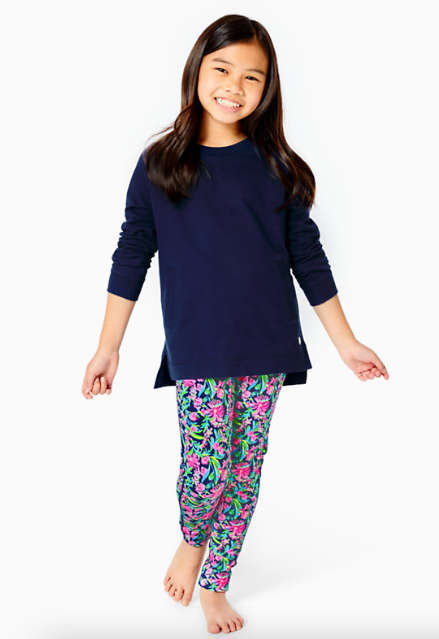 Light Blue UV 50+ Lucy Recyclable Cute Stretchy Leggings - Kids