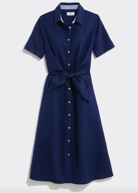 Vineyard Vines Westerly Tie-Front Linen Dress - Deep Bay