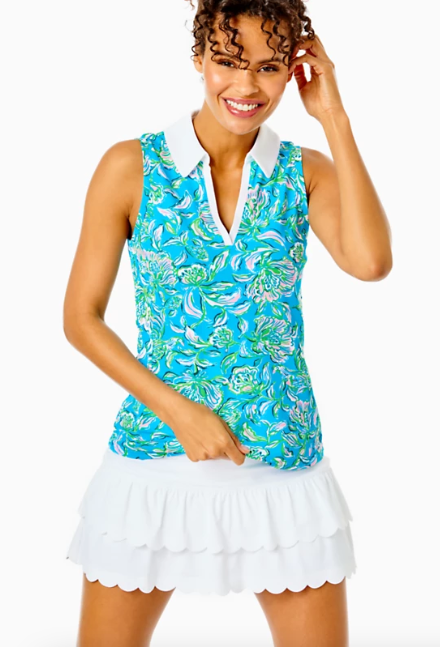 Lilly Pulitzer UPF 50+ Luxletic Imara Polo Top - Cumulus Blue Chick Magnet