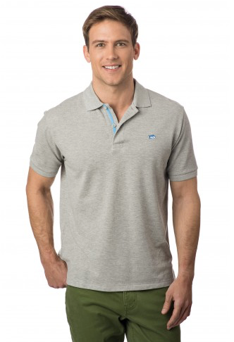 Southern Tide Grosgrain Ribbon Placket Heathered Skipjack Polo - Light Heather Grey