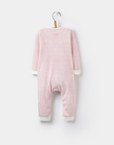 Joules Infant Pippin Waffle Jersey Babygrow - Rose Pink Zig Zag