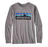 Patagonia Boys' Long-Sleeved P-6 Logo Organic Cotton/Poly T-Shirt - Narwhal Grey