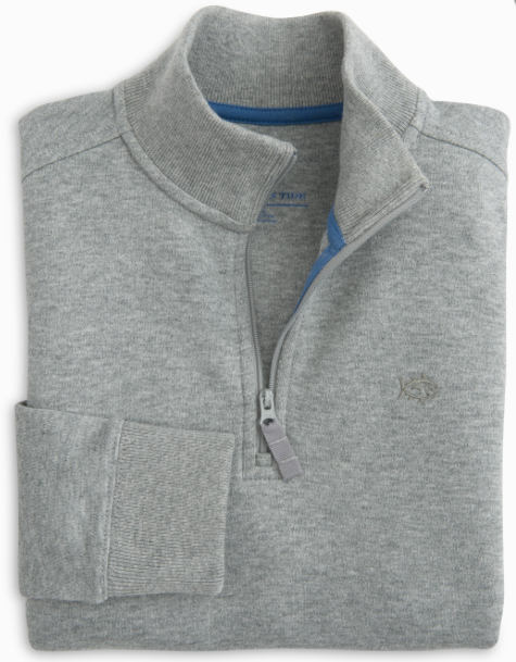 Southern Tide Boys' Heathered Skipjack 1/4 Zip Pullover - Light Grey