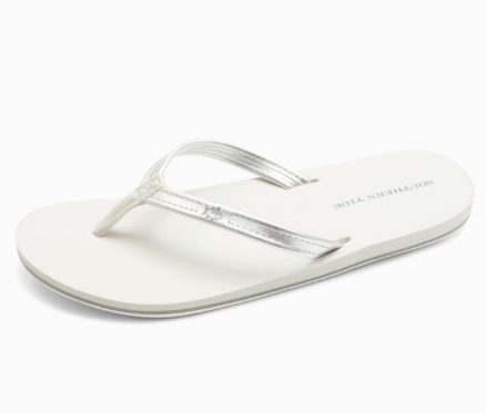 Southern Tide Women's Weekend Leather Flipjacks - Metallic Silver