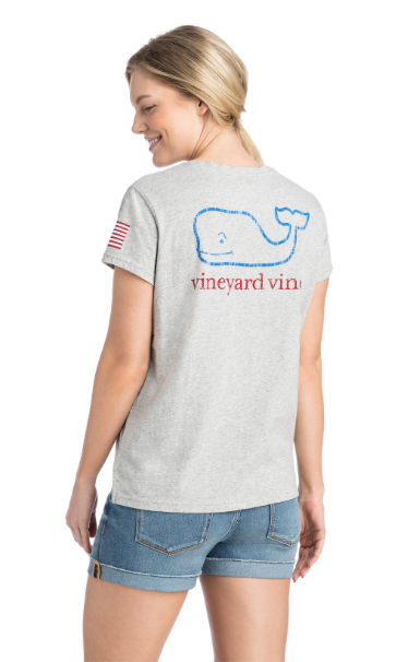 Vineyard Vines USA Vintage Whale Tee - Gray Heather