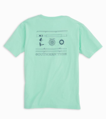 Southern Tide Mens Fly Fishing T-Shirt - Offshore Green Medium / Offshore Green