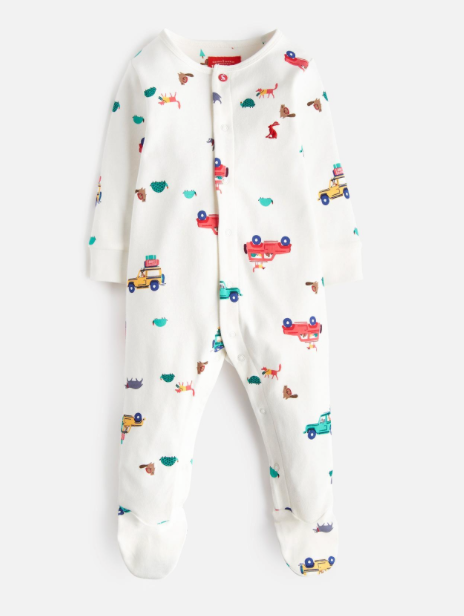 Joules Ziggy Printed Babygrow - Cream Scout and About