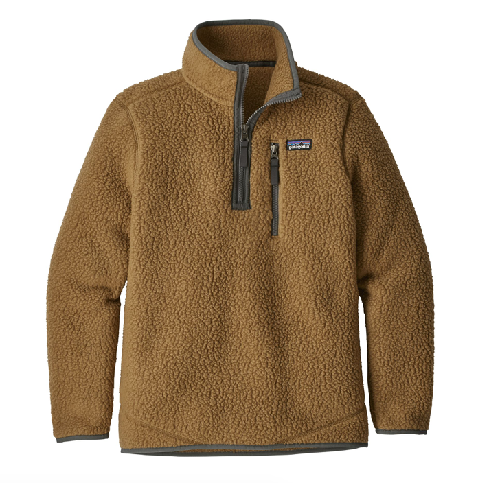Patagonia Boys' Retro Pile Fleece 1/4-Zip - Coriander Brown