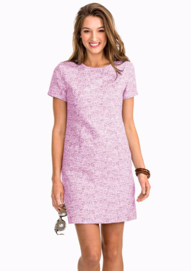 Southern Tide Paislee Short Sleeve Shift Dress Radiant Orchid