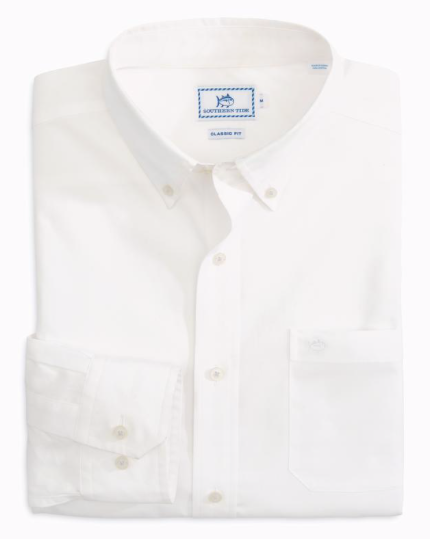 Southern Tide Sullivans Solid Sport Shirt - Classic White