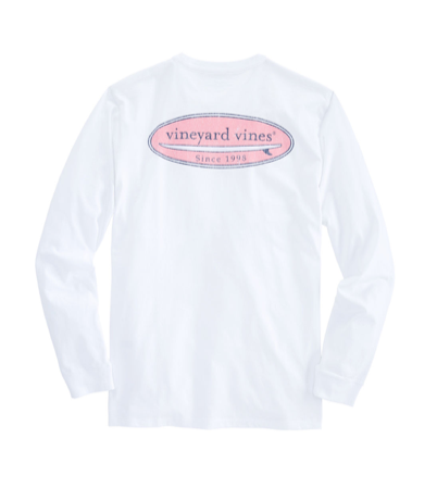 Vineyard Vines Men s Long Sleeve Surf Logo T Shirt White Cap